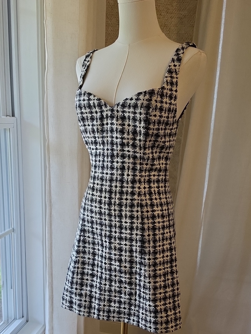 Alice + Olivia Black and White Tweed Mini Dress